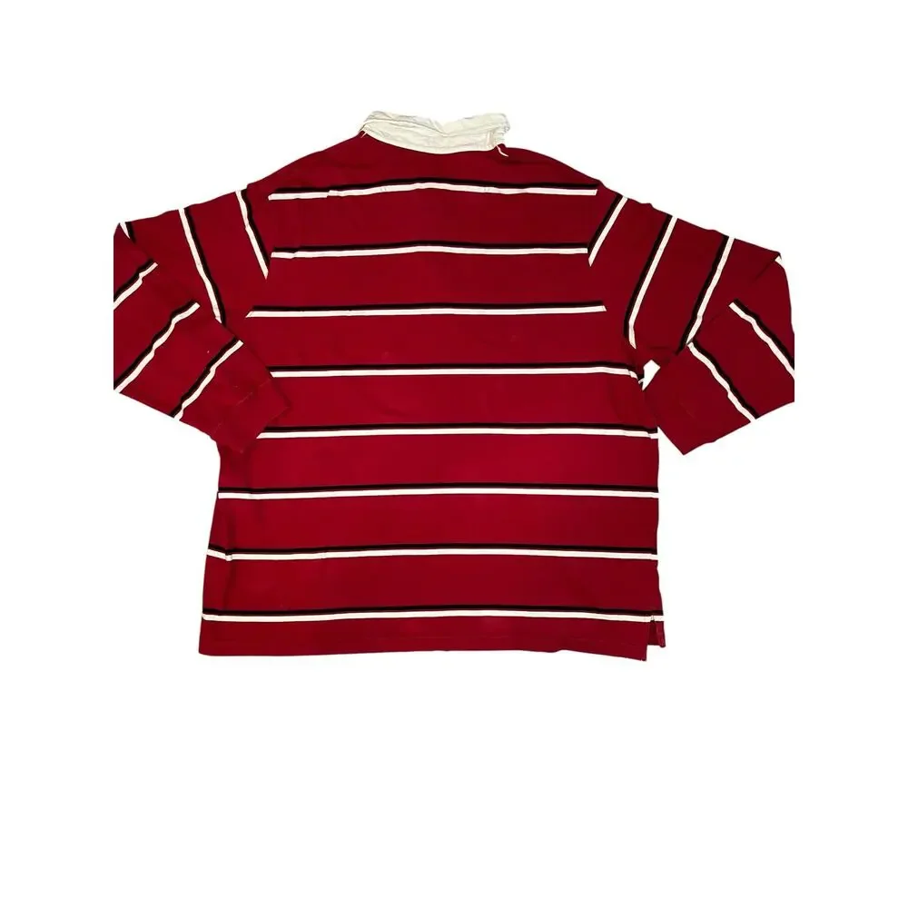Vintage Y2K Faded Glory striped rugby polo red shirt preppy men 3X plus size